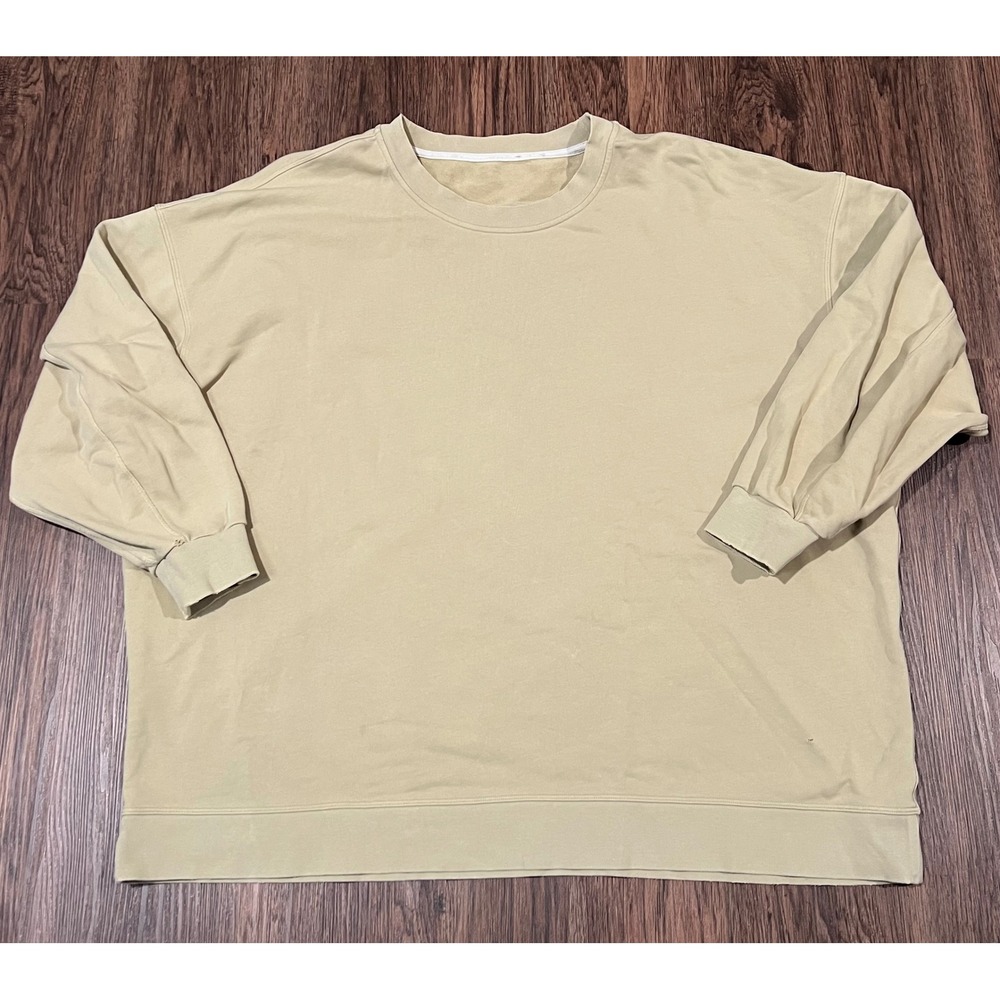 Lululemon Perfectly Oversized Crewneck Sweatshirt Tan Khaki Cotton French Terry
